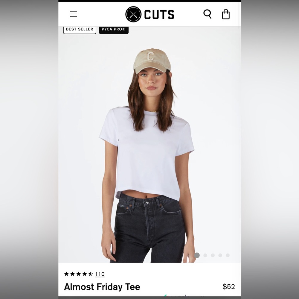 Cuts almost Friday white crop tee. Size extra small but can fit a small